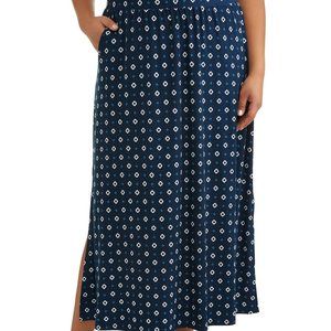 Geometric Plus Size Super Soft Sueded Maxi Skirt